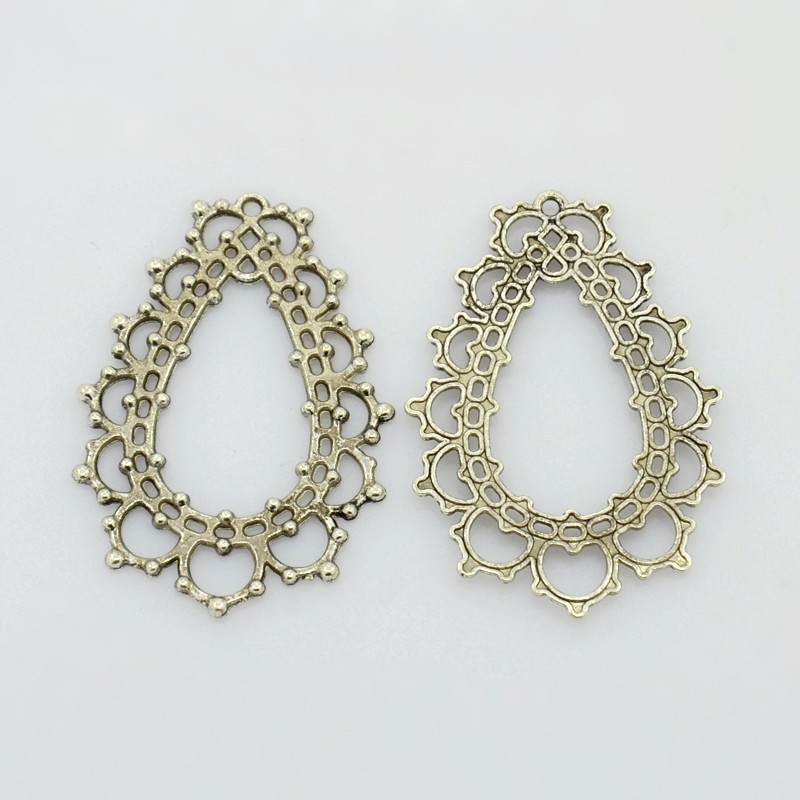 PandaHall Alloy Pendants, Lead Free and Cadmium Free, Drop, Antique Silver, 48mm long, 32mm wide, 1.5mm thick, hole: 1.5mm Alloy Drop