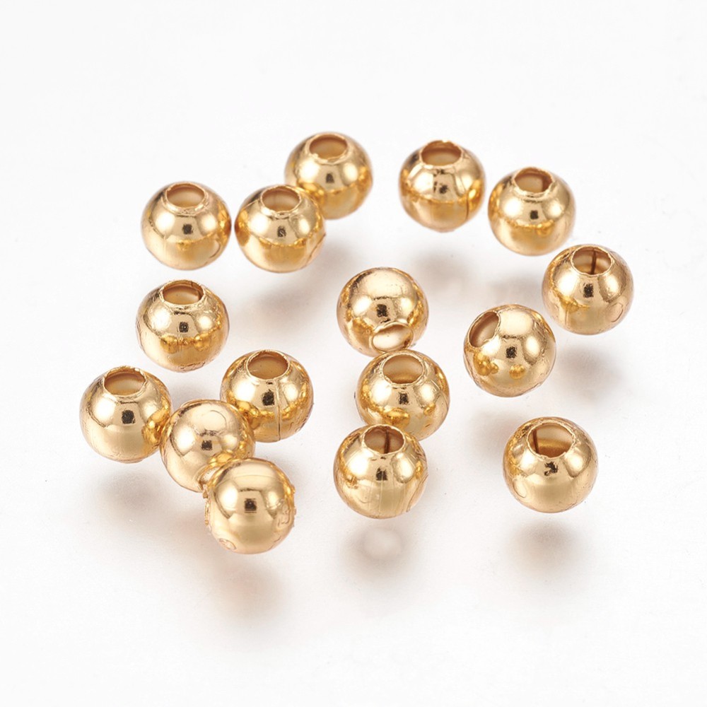 PandaHall 304 Stainless Steel Beads, Rondelle, Round, Golden, 4x3.5mm, Hole: 1.6mm Stainless Steel Round