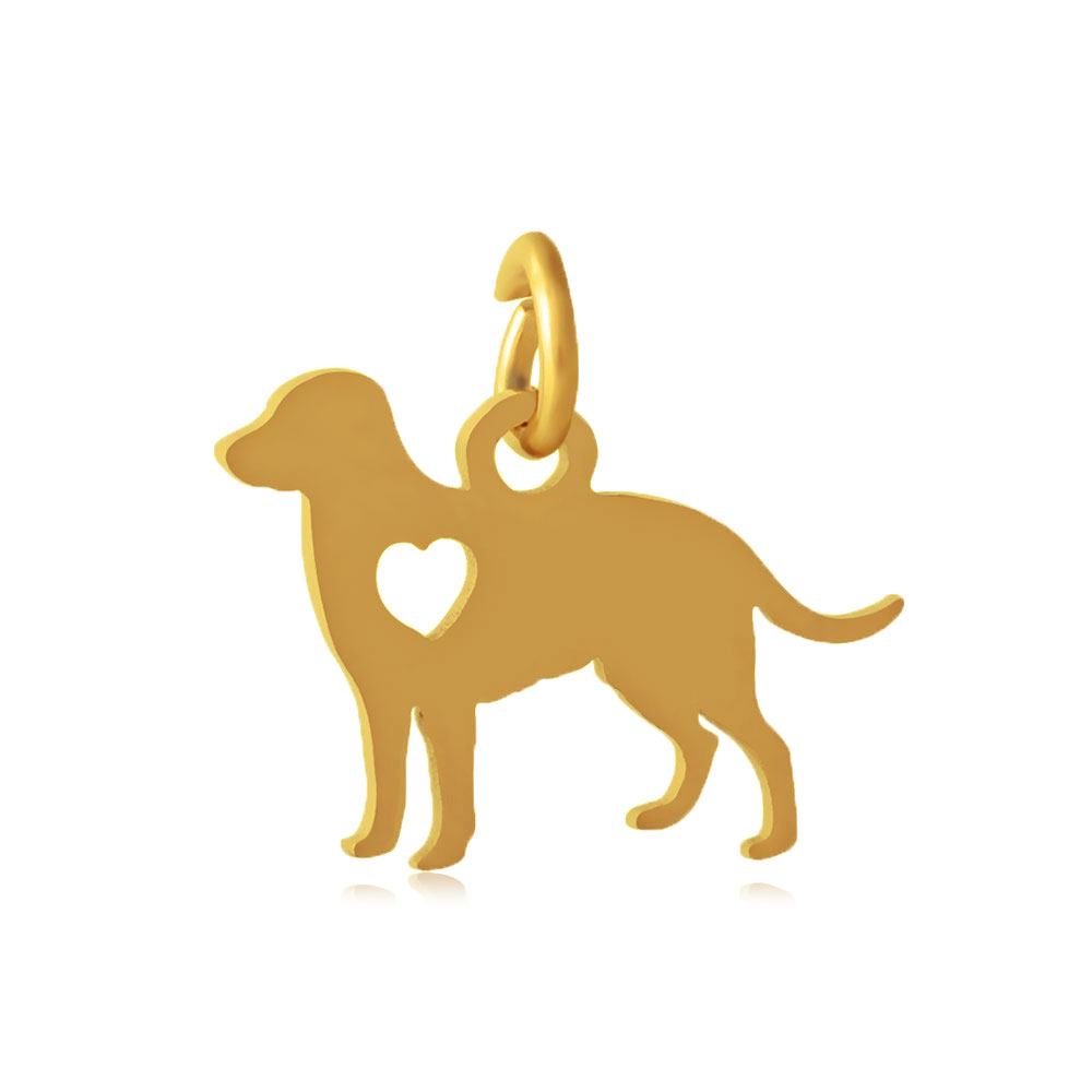 PandaHall 304 Stainless Steel Peandants, Dog, Golden, 11x15x1mm, Hole: 3mm Stainless Steel Dog