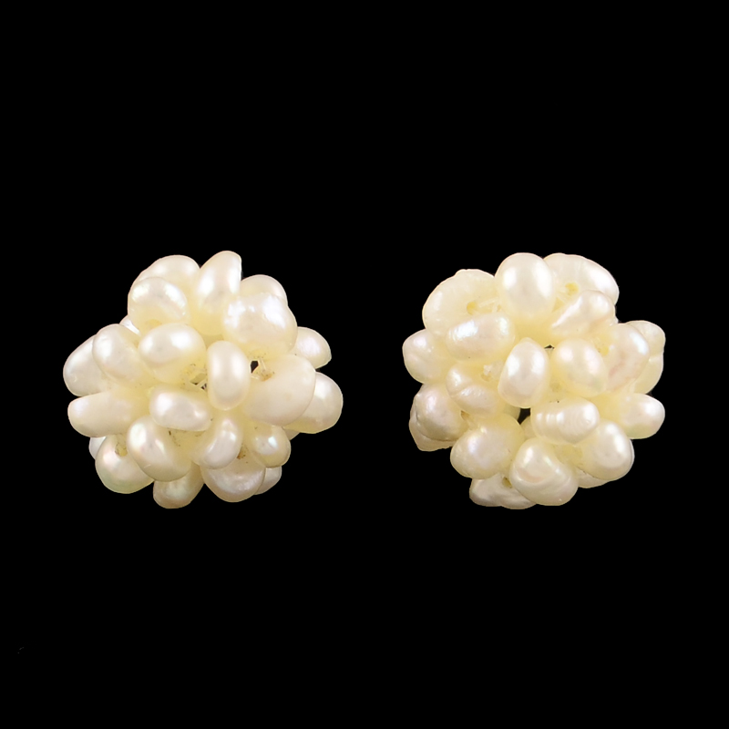 PandaHall Handmad Natural Pearl Woven Round Beads, Seashell, 10~11mm Pearl Round Ivory