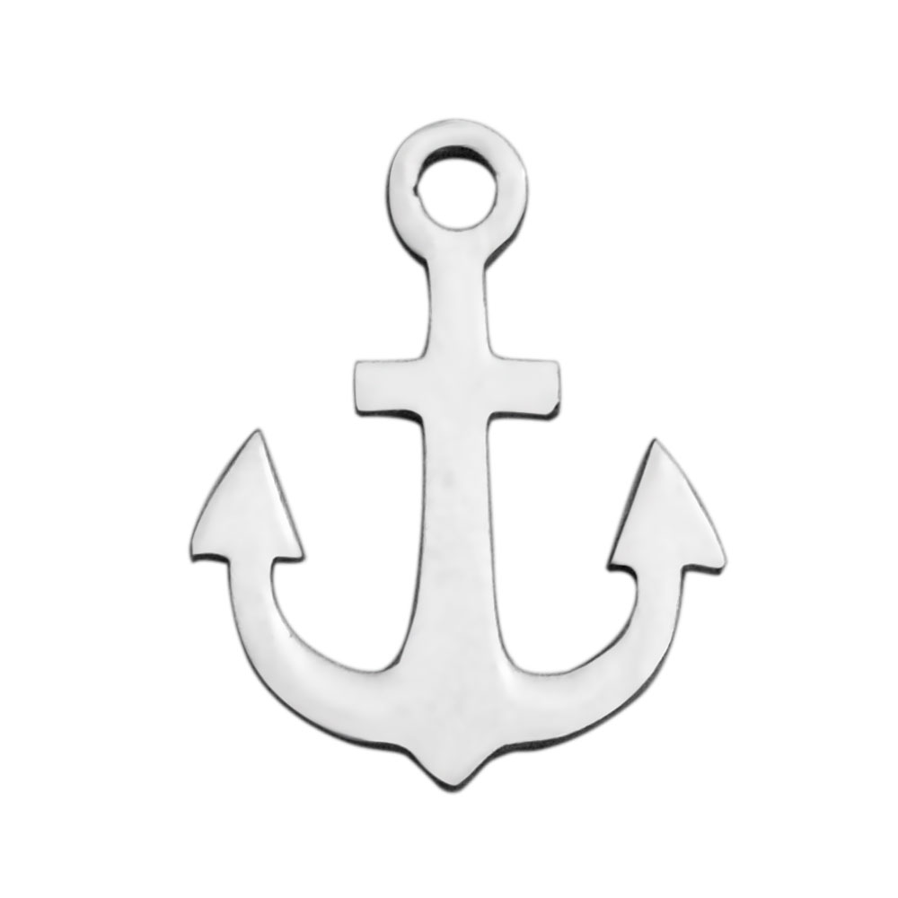 PandaHall 304 Stainless Steel Charms, Anchor, Stainless Steel Color, 14x11.2x1mm, Hole: 1.5mm Stainless Steel Anchor & Helm