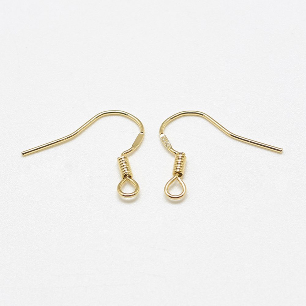 PandaHall Brass Earring Hooks, Real Gold Plated, 15.5x17mm, Hole: 2mm, Pin: 0.8mm Brass