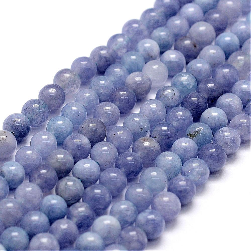 PandaHall Natural White Jade Imitation Aquamarine Beads Strands, Round, Dyed, 6mm, Hole: 1mm; about 64pcs/strand, 15.1" White Jade Round...