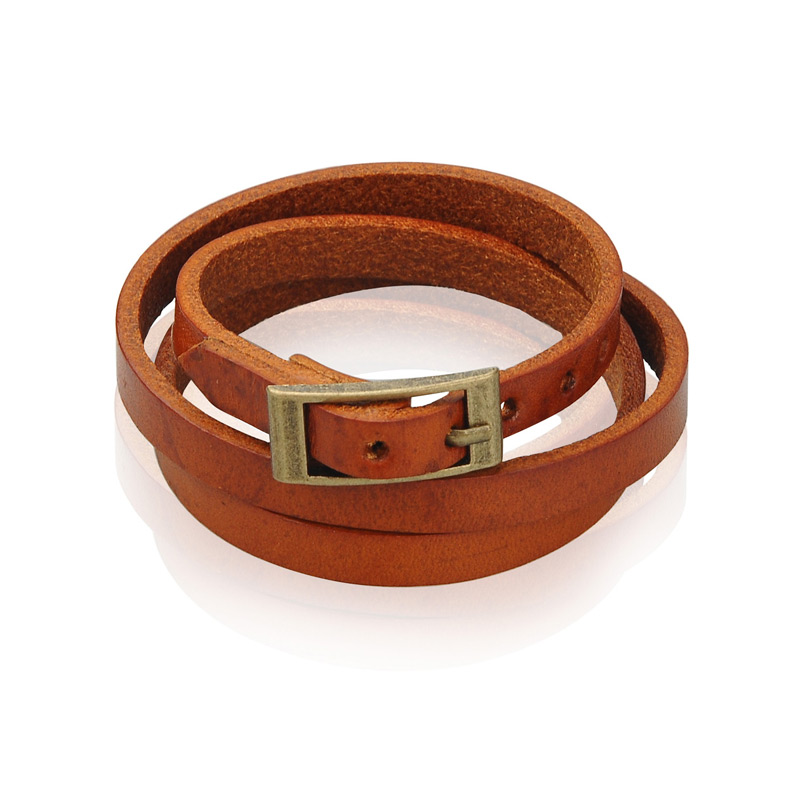 PandaHall Leather Triple Wrap Bracelets, with Iron Clasps, SandyBrown, 23-5/8"~24-1/2"x3/8"(600~620x8.5mm) Leather Brown
