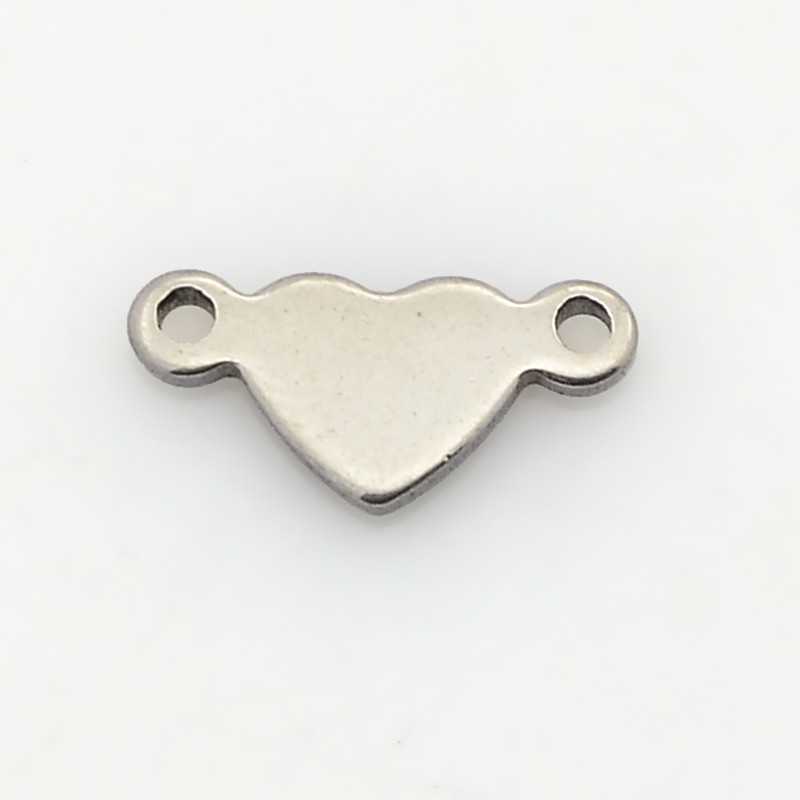 PandaHall Heart 304 Stainless Steel Links, Stainless Steel Color, 5x11x1mm, Hole: 1mm Stainless Steel Heart