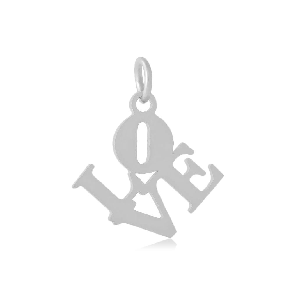 PandaHall 304 Stainless Steel Pendants, Word Love, Stainless Steel Color, 16x16x1mm, Hole: 3mm Stainless Steel Word