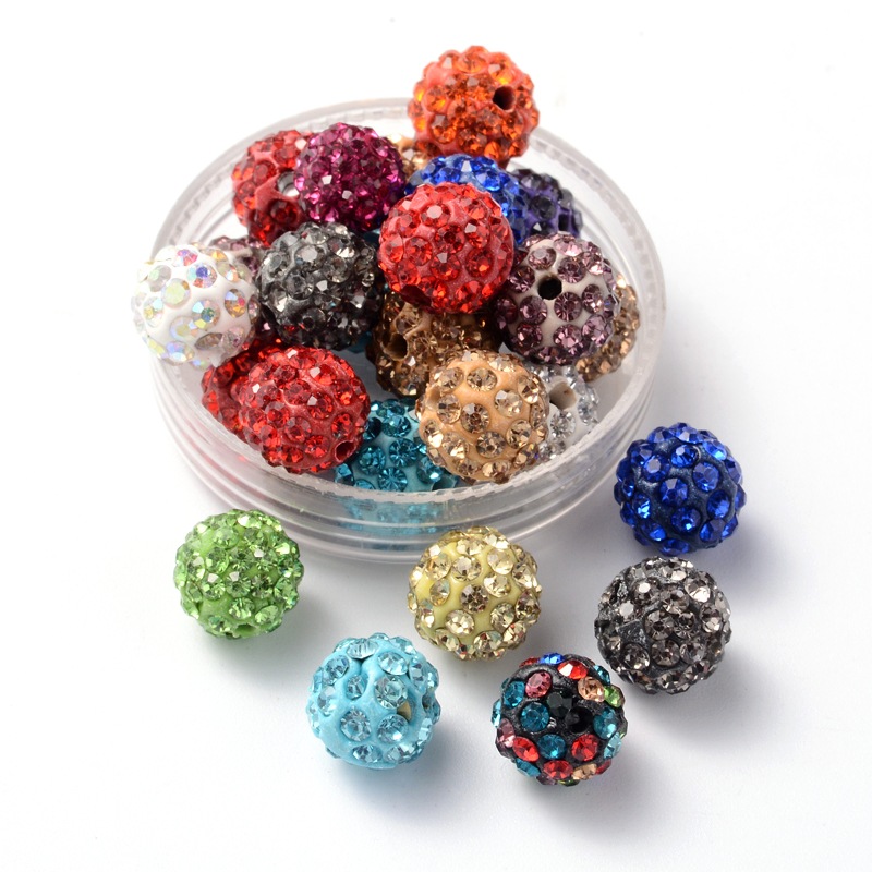 PandaHall Polymer Clay Rhinestone Beads, Pave Disco Ball Beads, Grade A, Round, PP15, Mixed Color, 10mm, Hole: 1.8~2mm Polymer Clay+Glass...