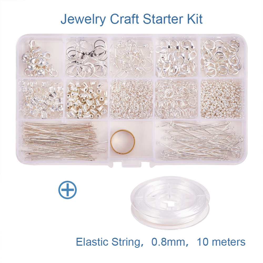 PandaHall Jewelry Craft Starter Kit, with Iron Jump Rings, Brass Earring Findings & Clasps & Assistant Tool & Crimp Beads & Pins and Elastic...