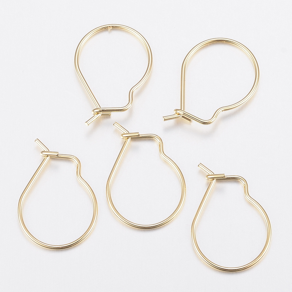 PandaHall 304 Stainless Steel Earring Hooks, Golden, 18x13x0.8mm Stainless Steel
