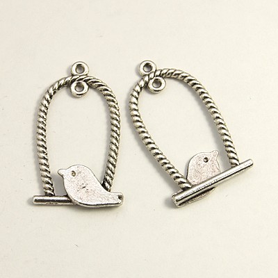 PandaHall Tibetan Style Pendants, Lead Free, Nickel Free and Cadmium Free, Antique Silver, Bird, 32.5x18x1mm, Hole: 1.5mm Alloy Bird