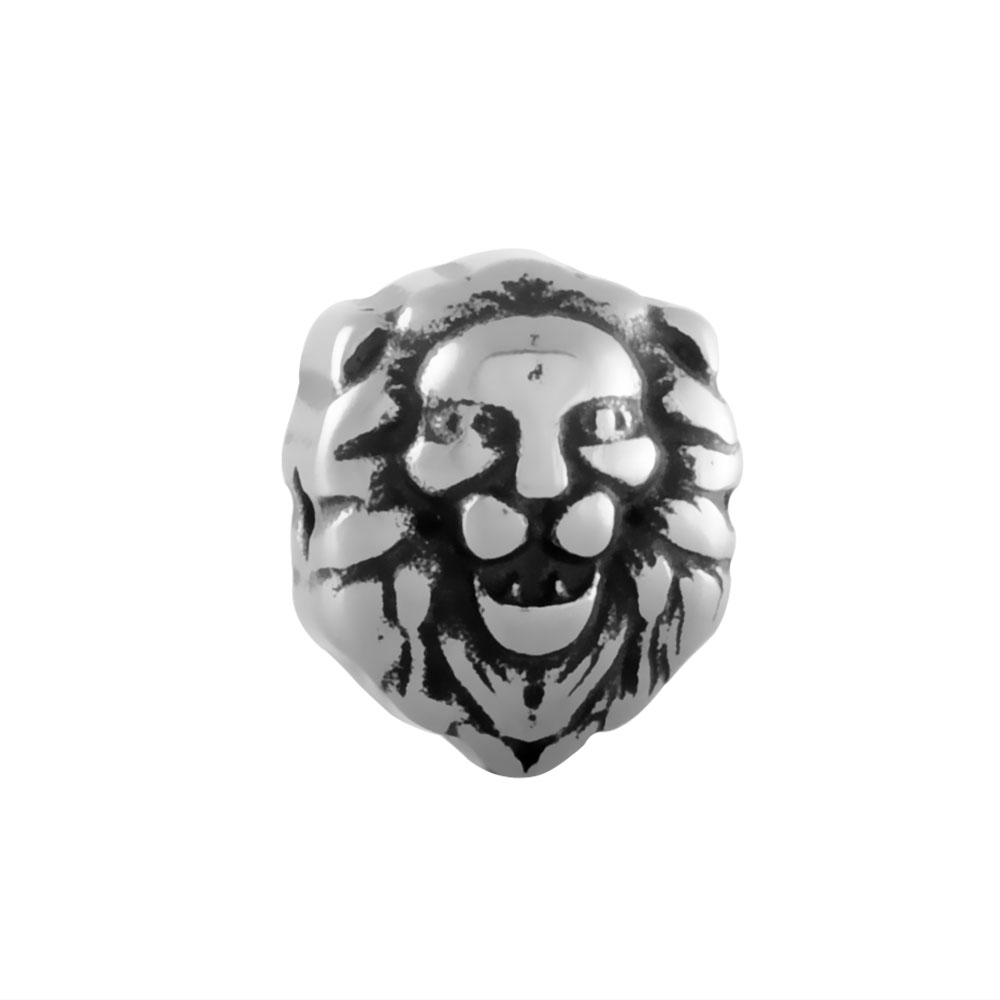PandaHall 304 Stainless Steel Beads, Lion Head, Antique Silver, 12.5x10.5x7.5mm, Hole: 2mm Stainless Steel Lion