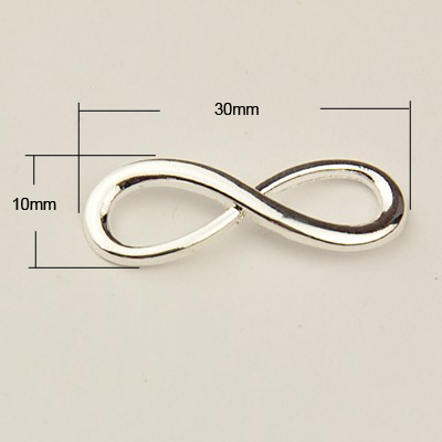 PandaHall Alloy Links, Infinity, Silver, 30x10x2mm Alloy Infinity Silver