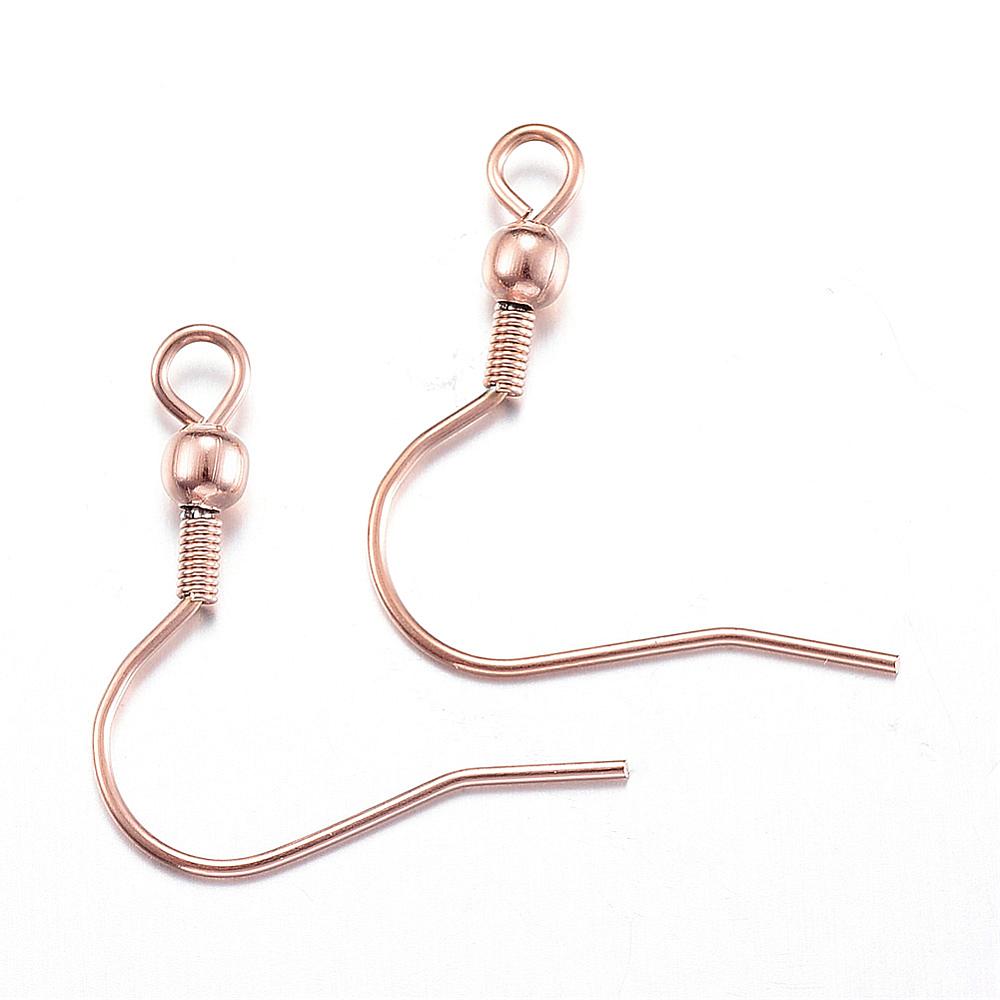 PandaHall 304 Stainless Steel Earring Hooks, Rose Gold, 20x19mm, Hole: 2mm; Pin: 0.8mm Stainless Steel