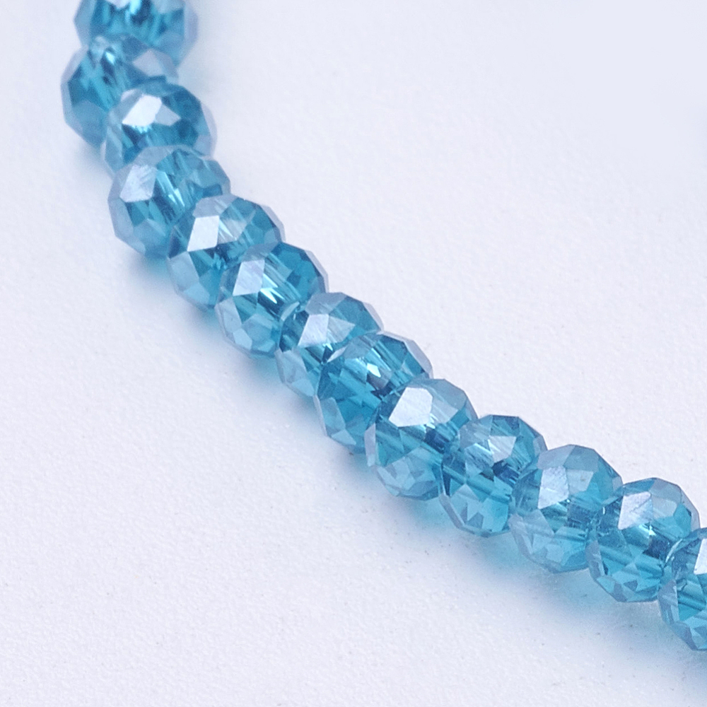 PandaHall Electroplate Glass Beads Strands, AB Color Plated, Faceted, Rondelle, SteelBlue, 2.5x2mm, Hole: 0.8mm; about 197pcs/strand, 16.9"...