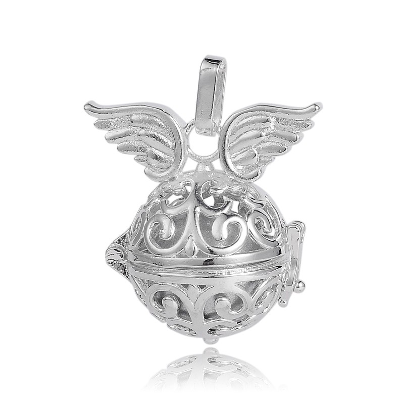 PandaHall Silver Plated Brass Hollow Round Cage Pendants, with No Hole Spray Painted Brass Beads, Silver, 31x30x20mm, Hole: 3x8mm Brass...