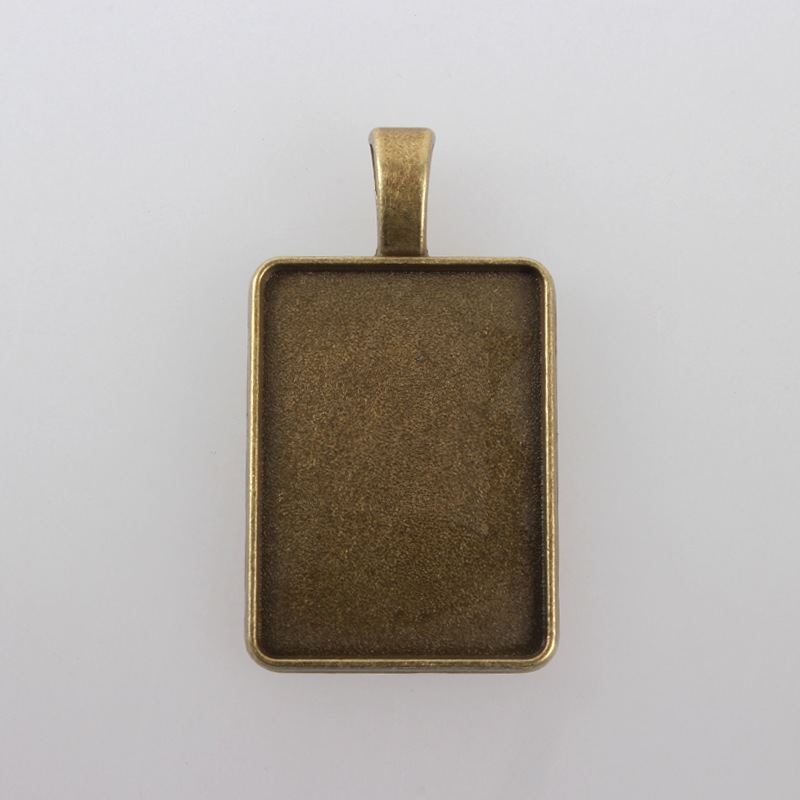PandaHall Vintage Tibetan Style Alloy Pendant Cabochon Bezel Settings, Nickel Free, Antique Bronze, Rectangle Tray: 18x25mm; 36x20x2mm, Hole...