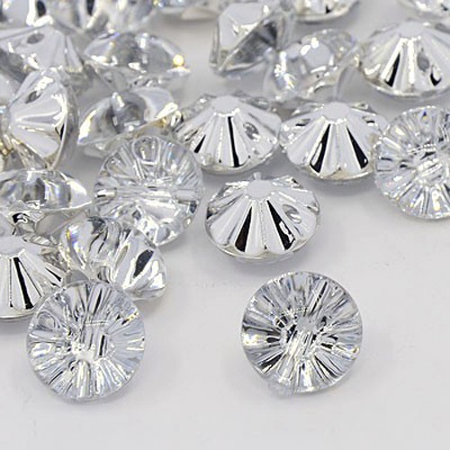 PandaHall Acrylic Rhinestone Buttons, 1-Hole, Faceted, Rivoli Xilion, Crystal, 13x8mm, Hole: 1mm Acrylic Rhinestone Diamond
