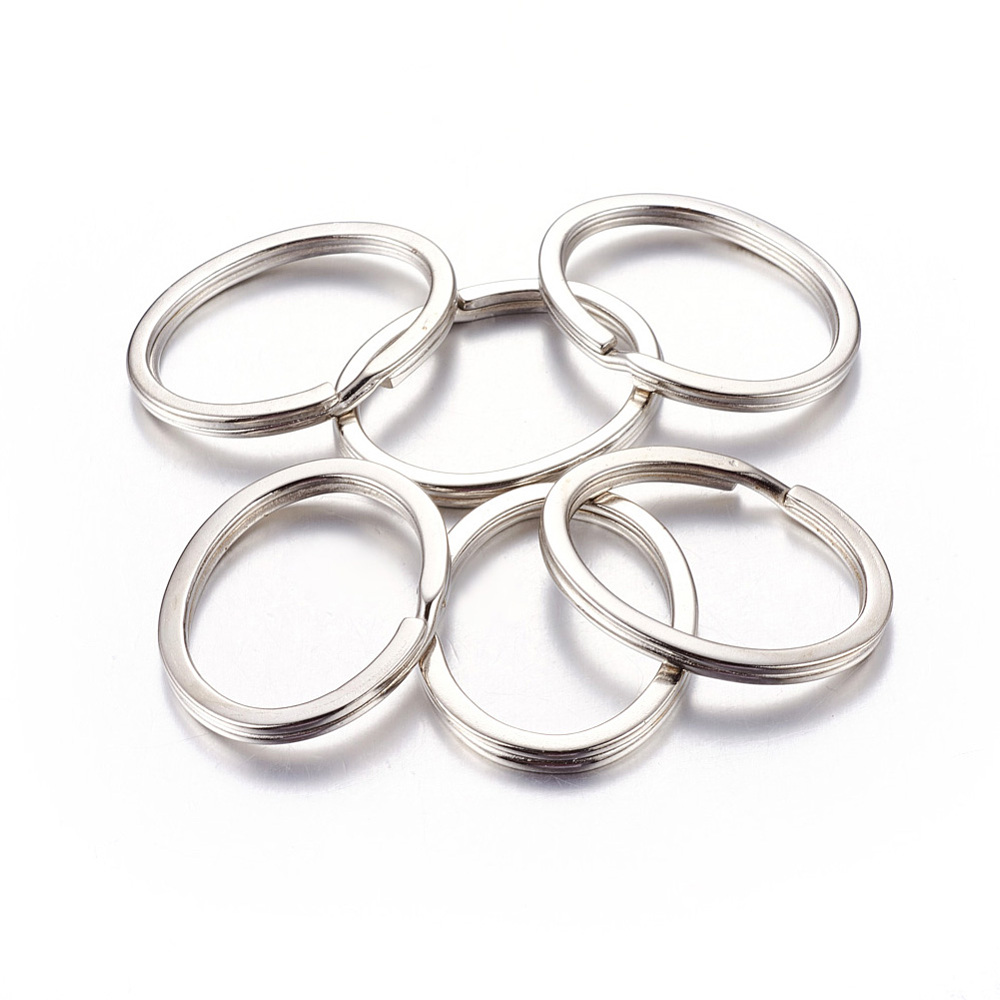 PandaHall Iron Split Key Rings, Oval, Platinum, 29x37mm Iron Oval