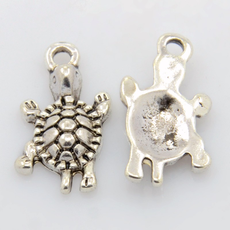 PandaHall Tibetan Silver Pendants, Lead Free and Cadmium Free, Tortoise, Antique Silver Color, about 23mm long, 12mm wide, 4mm thick hole...