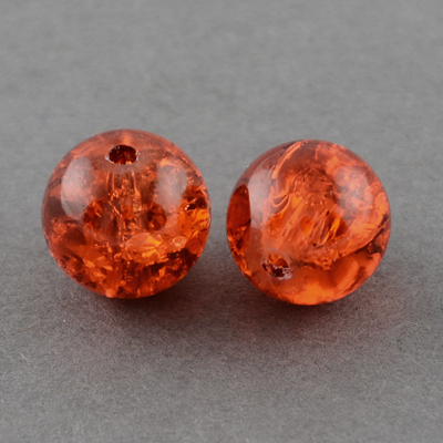 PandaHall Spray Painted Crackle Glass Beads Strands, Round, DarkOrange, 10mm; Hole: 1.3~1.6mm; about 80pcs/strand, 31.4" Glass Round Orange