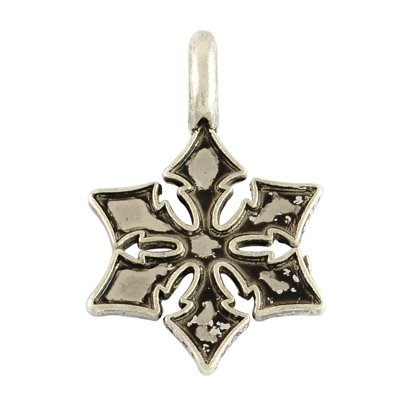 PandaHall Snowflake Tibetan Style Alloy Pendants Cabochon Settings, Lead Free & Cadmium Free, Antique Silver, 27.5x17x1.5mm, Hole: 5x3mm...