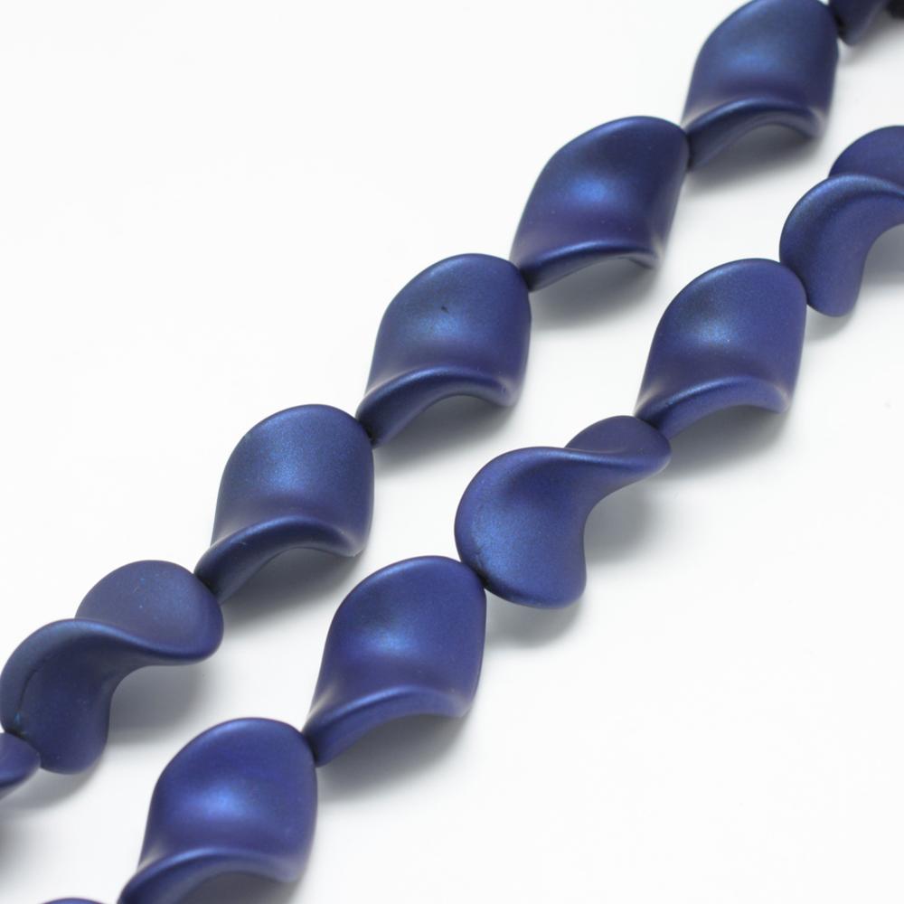 PandaHall Rubberized Style Acrylic Beads Strands, Twist, Blue, 27.5x17.5x13.5mm, Hole: 2mm Acrylic Twist Blue