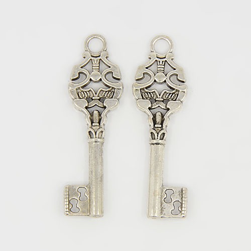 PandaHall Alloy Pendants, Lead Free and Cadmium Free, Skeleton Key Pendants, Antique Silver, 50mm long, 14.5mm wide, 4.5mm thick, hole: 4mm...