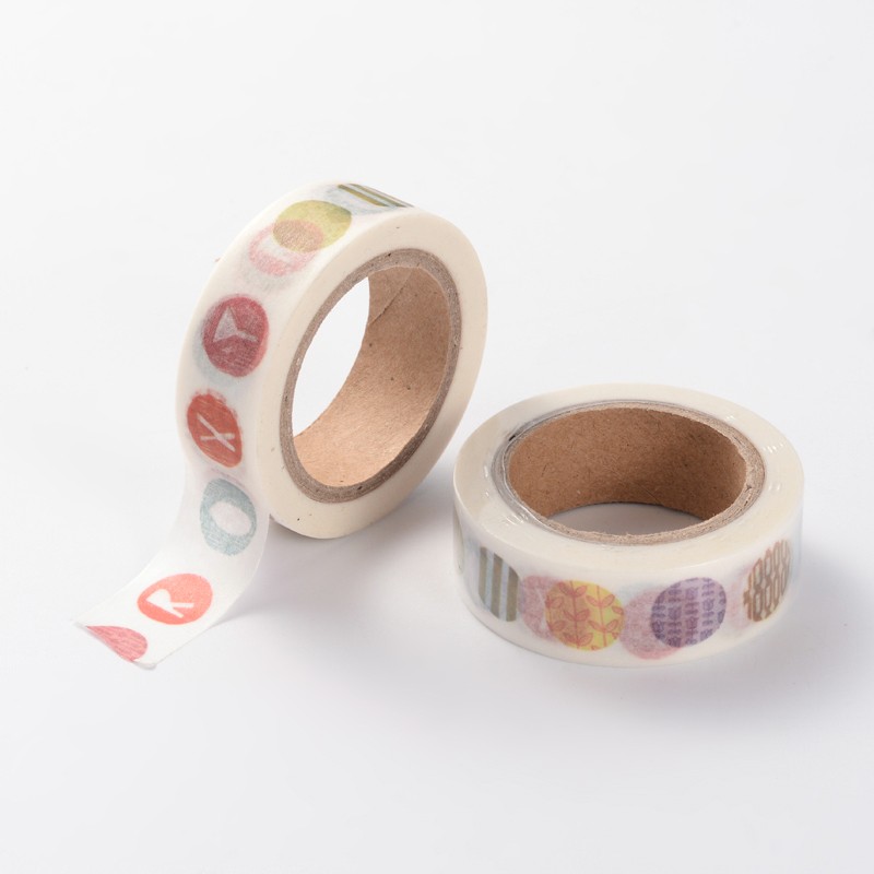 PandaHall DIY Scrapbook, Decorative Adhesive Tapes, Colorful, 15mm, 10m/roll Paper