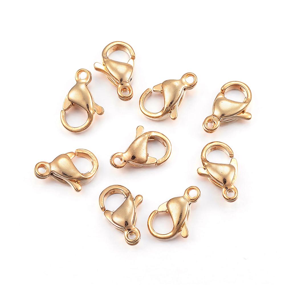 PandaHall 304 Stainless Steel Lobster Claw Clasps, Golden, 11x7x3.5mm, Hole: 1.5mm Stainless Steel Others