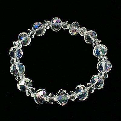 PandaHall Fashion Stretchy Glass Bracelets, with elastic thread, Clear, 55mm Glass Clear