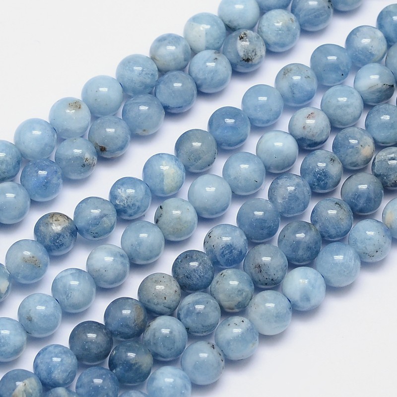 PandaHall Natural Aquamarine Round Bead Strands, 7mm, Hole: 1mm; about 58pcs/strand, 15.5" Aquamarine Round Blue