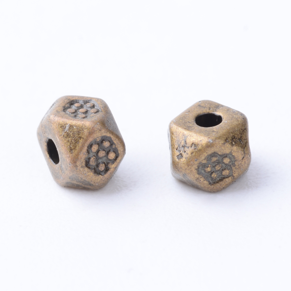 PandaHall Tibetan Style Alloy Bead Spacers, Cadmium Free & Nickel Free & Lead Free, Antique Bronze, 4x4x3mm, Hole: 1mm Alloy Others