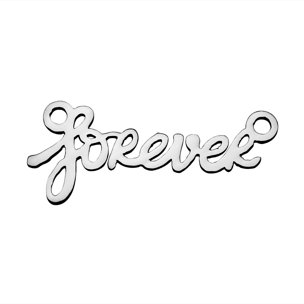 PandaHall 304 Stainless Steel Pendants, Word Forever, Stainless Steel Color, 9x21x1mm, Hole: 1mm Stainless Steel Word