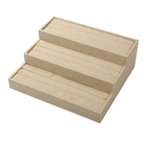 PandaHall Imitation Burlap Jewelry Ring Displays, with Wood, Moccasin, 245x270x90mm Orange