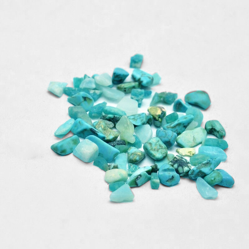 PandaHall Synthetic Turquoise Chip Beads, No Hole/Undrilled, 2~8x2~4mm; about 170pcs/10g Synthetic Turquoise Chip
