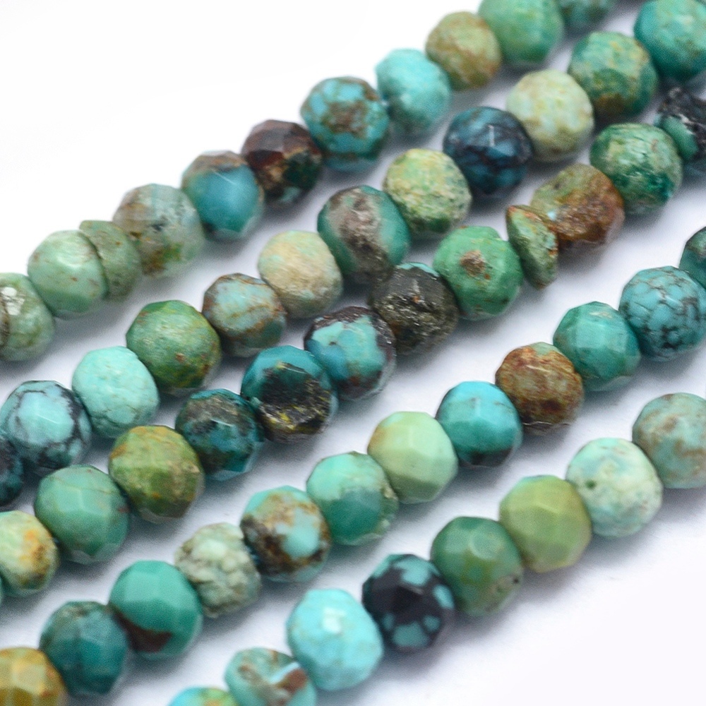PandaHall Natural Turquoise Beads Strands, Rondelle, Faceted, 3x2mm, Hole: 0.5mm; about 200pcs/strand, 15.7"(40cm) Natural Turquoise...