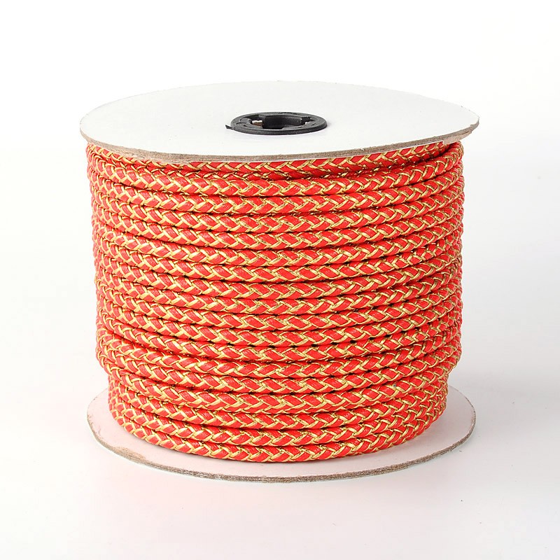 PandaHall Korean Braided PU Leather Cord, Red, 5mm; about 50yards/roll Imitation Leather Braided Red
