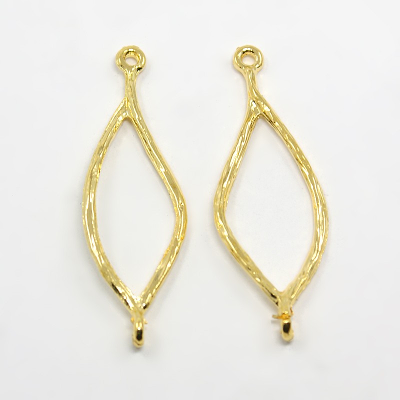 PandaHall Tibetan Style Oval Links, Lead Free & Nickel Free, Golden, 44x14x1.5mm, Hole: 1.5mm Alloy Oval