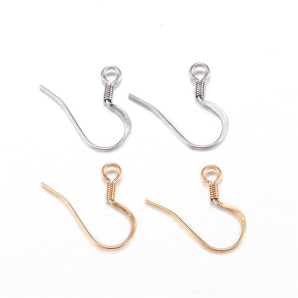 PandaHall 304 Stainless Steel Earring Hooks, Mixed Color, 14x17x2mm, Hole: 2mm; Pin: 0.8mm Stainless Steel Multicolor