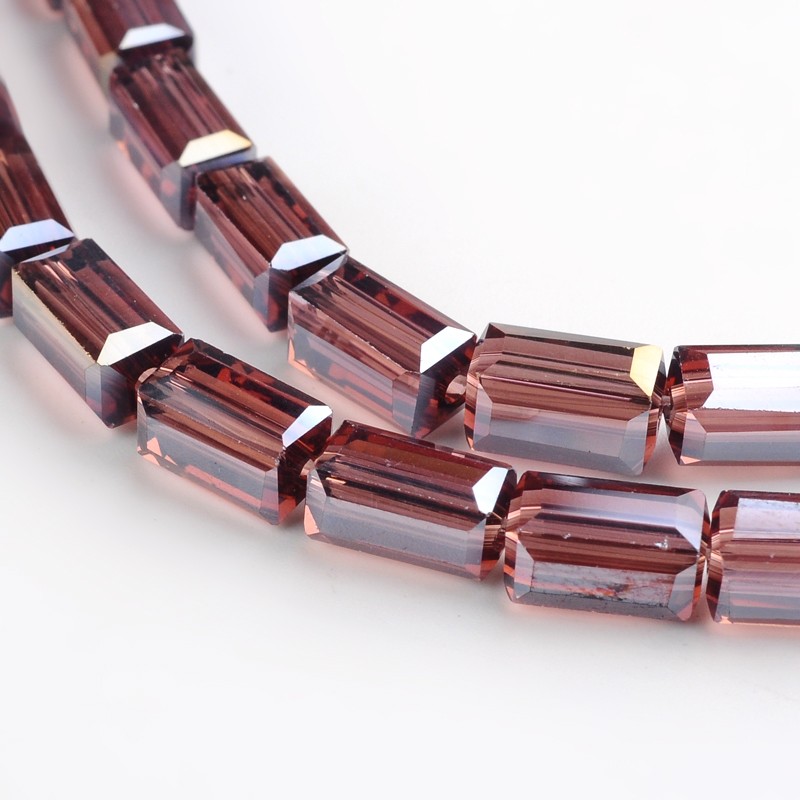 PandaHall AB Color Plated Faceted Cuboid Electroplate Glass Beads Strands, Purple, 8x4x4mm, Hole: 1mm; about 50pcs/strand, 16" Glass Cuboid...