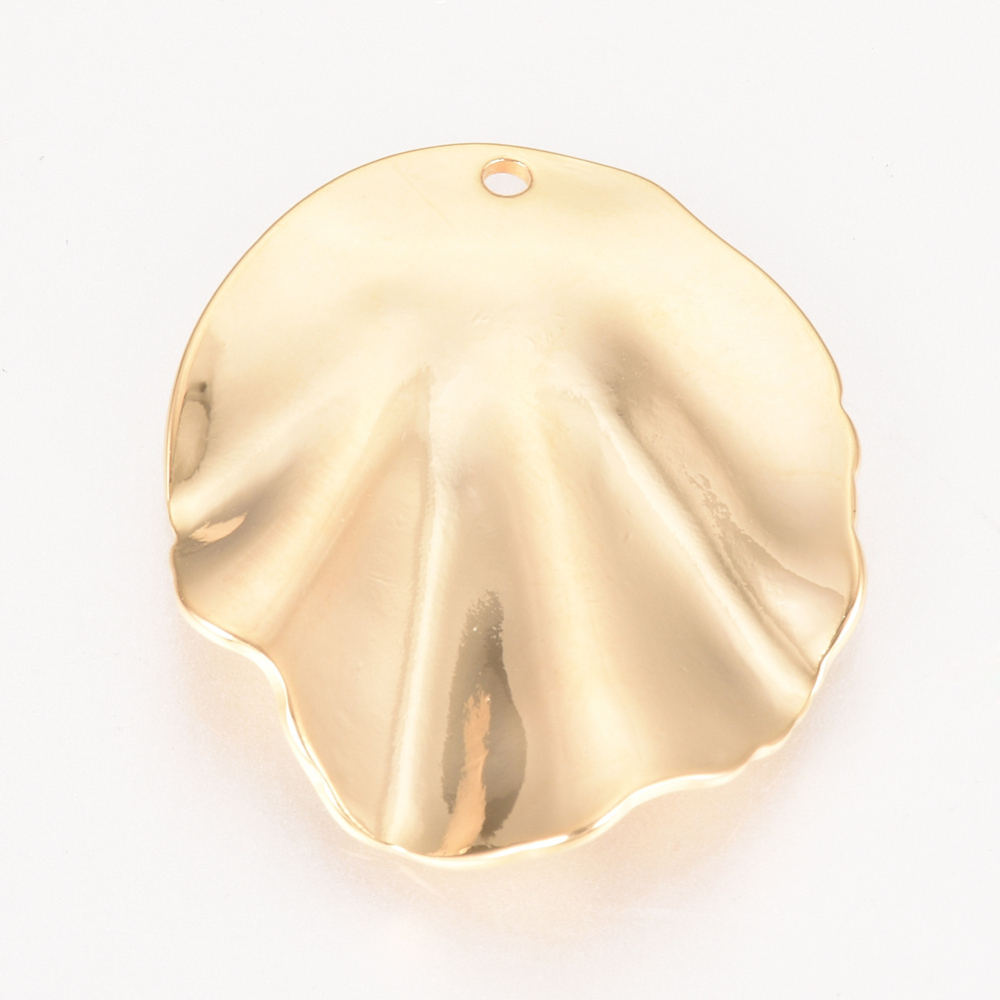 PandaHall Brass Pendants, Real Gold Plated, Leaf, 30x25x2.5mm, Hole: 1.5mm Brass Leaf