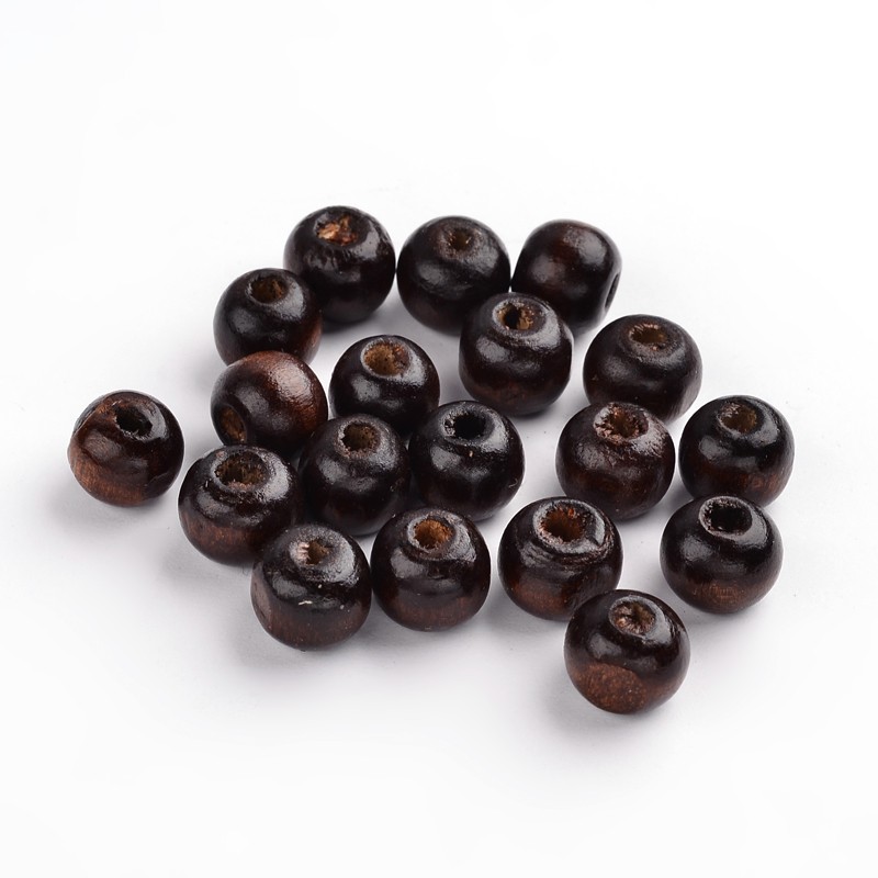 PandaHall Wood Beads, Drum, Lead Free, Dyed, Coffee, about 8.5mm high, hole: 3.5mm Wood Drum Brown