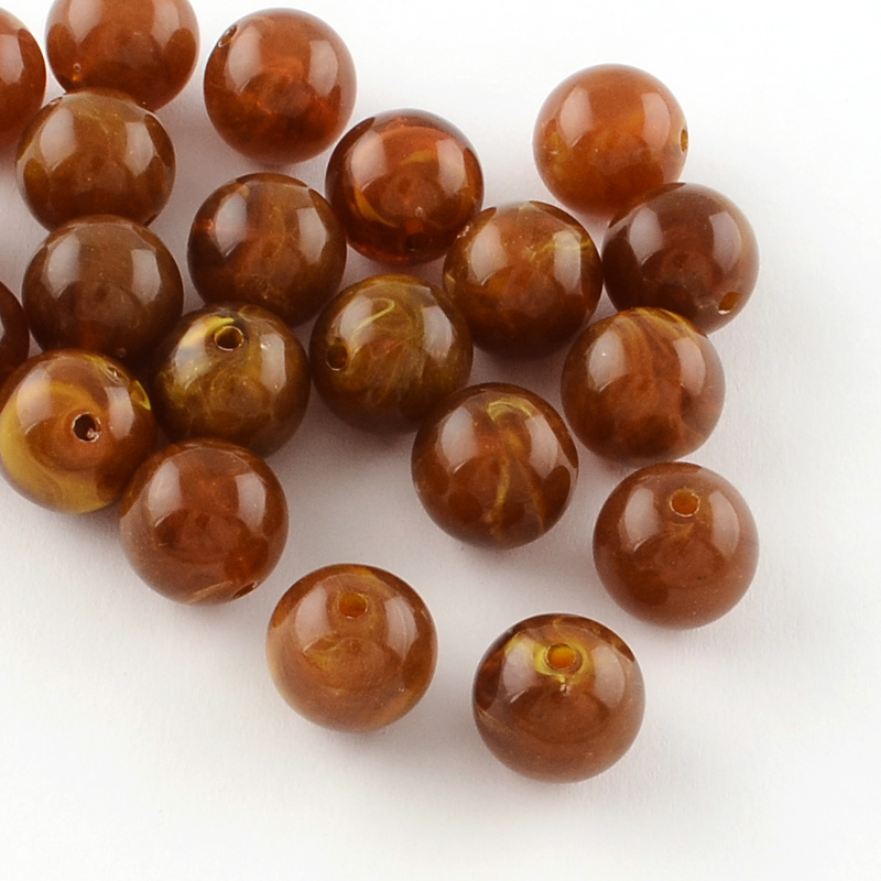 PandaHall Round Imitation Gemstone Acrylic Beads, SaddleBrown, 8mm, Hole: 2mm Acrylic Round Brown