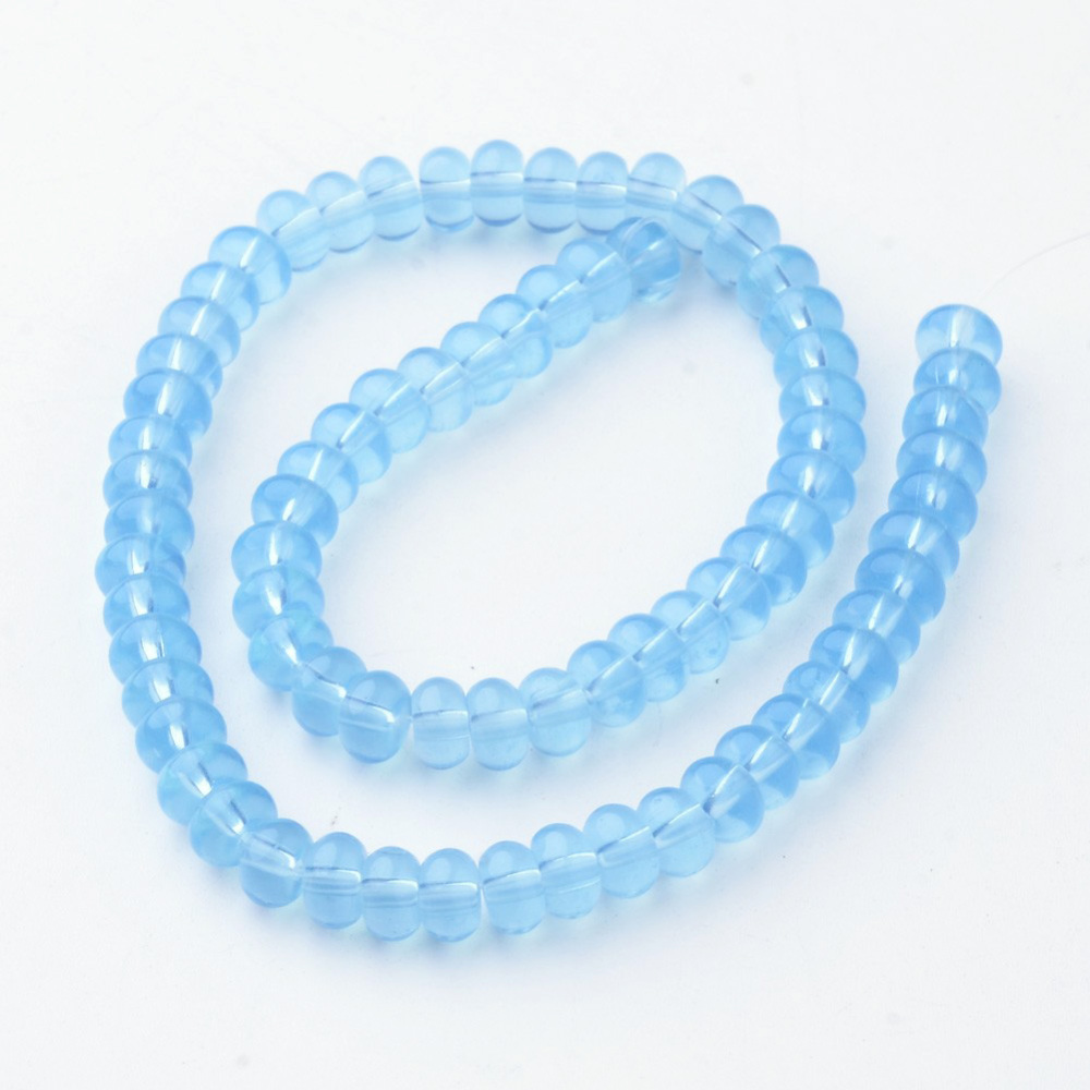 PandaHall Opalite Beads Strands, Rondelle, Dyed, 6x4mm, Hole: 1mm; about 71pcs/strand, 10.8" Opalite Rondelle Blue