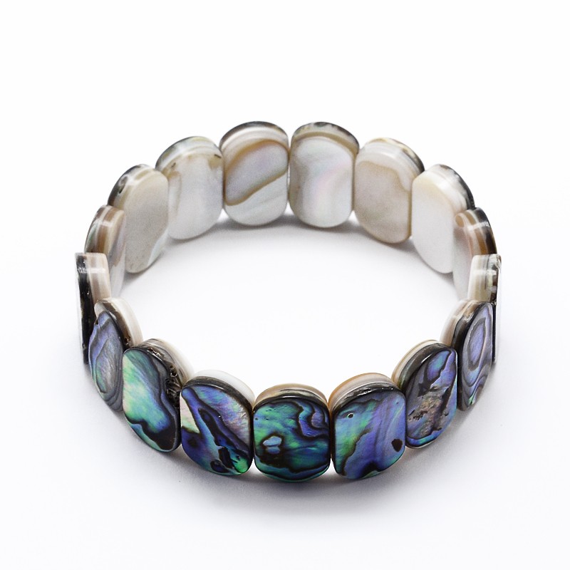 PandaHall Natural Paua Shell Stretch Bracelets, 57mm Shell