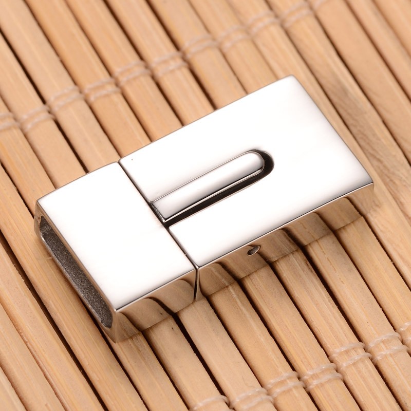 PandaHall Smooth Surface 304 Stainless Steel Rectangle Magnetic Clasps, Stainless Steel Color, 23x12x6mm, Hole: 3x10.5mm Stainless Steel...