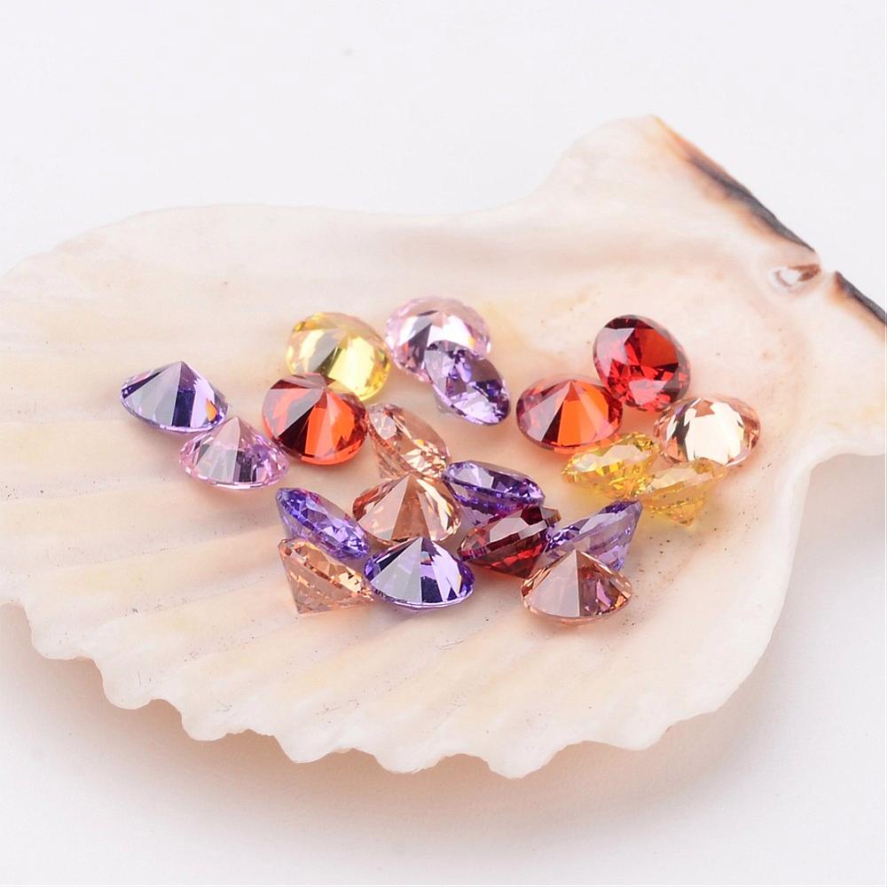 PandaHall 20PCS Mixed Grade A Rivoli Xilion Diamond Shaped Cubic Zirconia Cabochons, Faceted, 5x3mm Cubic Zirconia Diamond Multicolor
