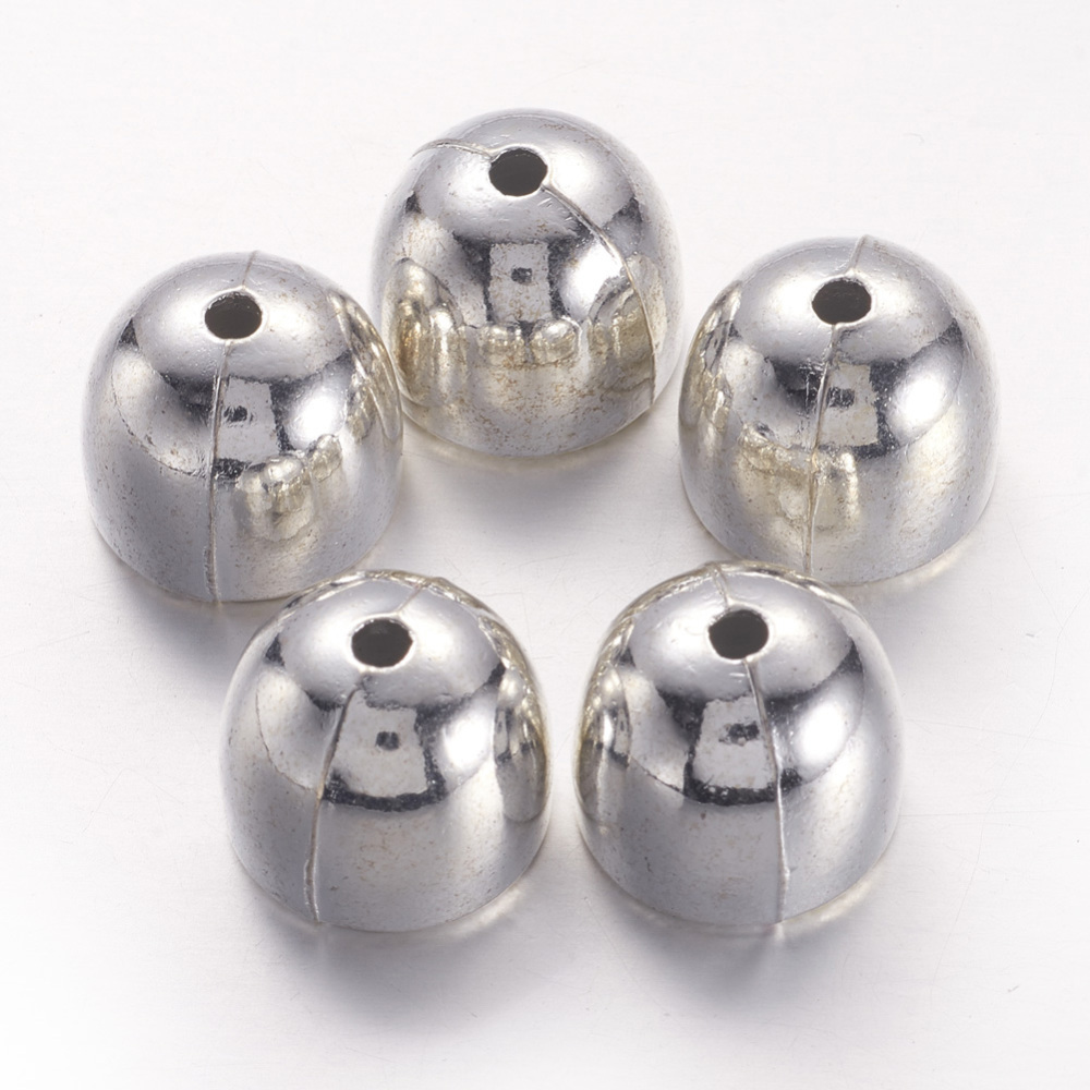 PandaHall Tibetan Style Dome Alloy Bead Caps, Apetalous, Lead Free & Nickel Free, Silver, 13x15.5x15.5mm, Hole: 2mm Alloy Silver