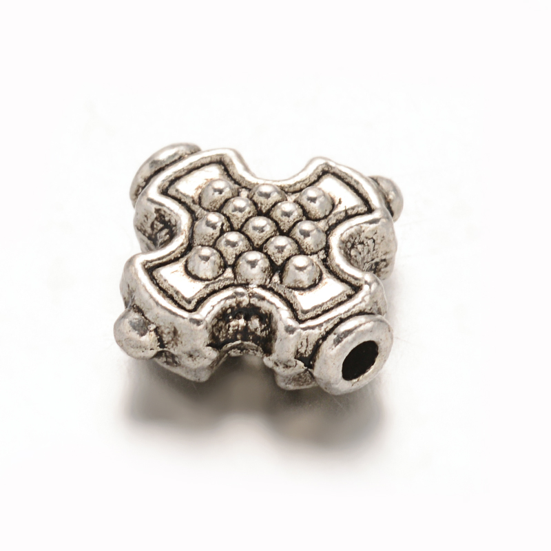 PandaHall Cross Tibetan Style Alloy Beads, Lead Free & Cadmium Free, Antique Silver, 12.5x12x5mm, Hole: 1.5mm Alloy Cross