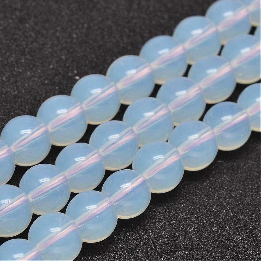 PandaHall Round Opalite Beads Strands, 4mm, Hole: 1mm; about 80pcs/strand, 13" Opalite Round